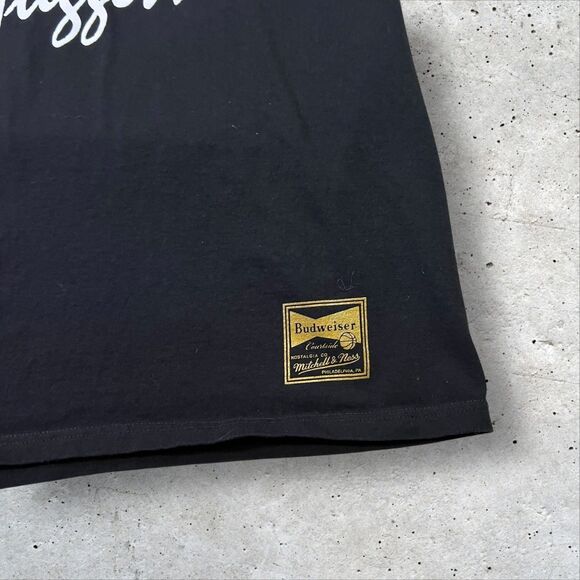 Mitchell & Ness Budweiser Denver Nuggets T-Shirt Sz L Black Courtside NBA Retro - Picture 3 of 10
